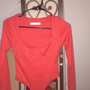 Solid knit bodysuit Coral